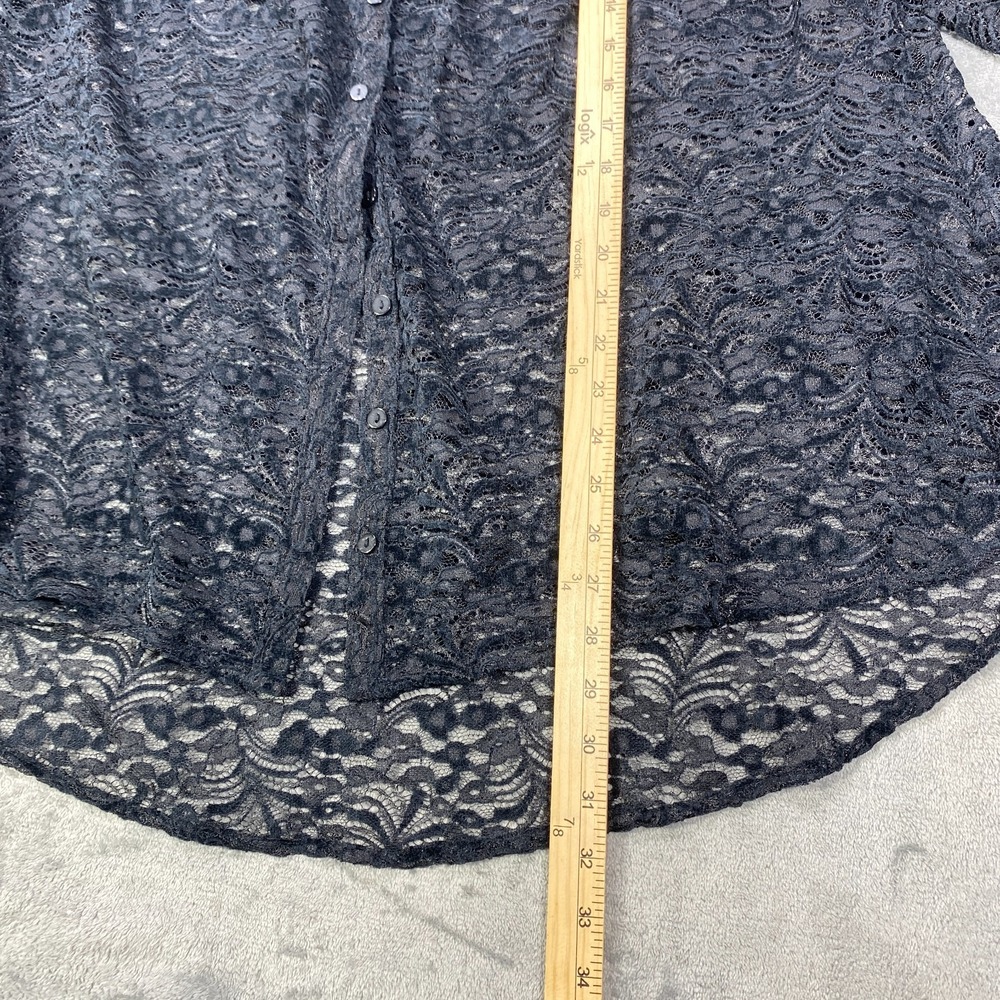 Torrid Women's Black Lace Button Up Blouse 1X Long Sleeve Sheer Gothic Romantic - Picture 7 of 10